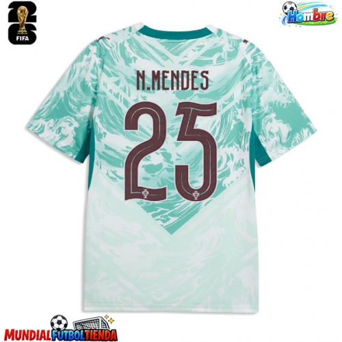 Camiseta Portugal Nuno Mendes #25 Segunda Equipación Replica Mundial 2026 mangas cortas
